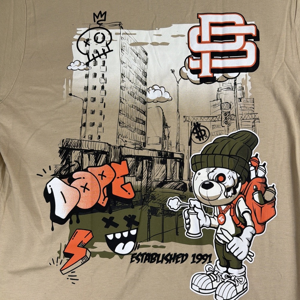 Southpole Shirt Mens L NWT Spray Puff Paint Graffiti Graphic Logo Teddy Bear Men - Picture 7 of 9